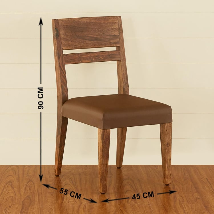 New Raga Set of 2 Sheesham Wood Dining Chairs - Brown