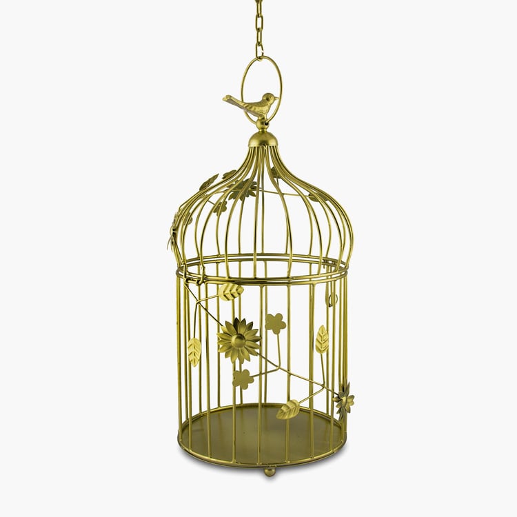 HOMESAKE Set Of 2 Metal Decorative Bird Cage with Floral Vine