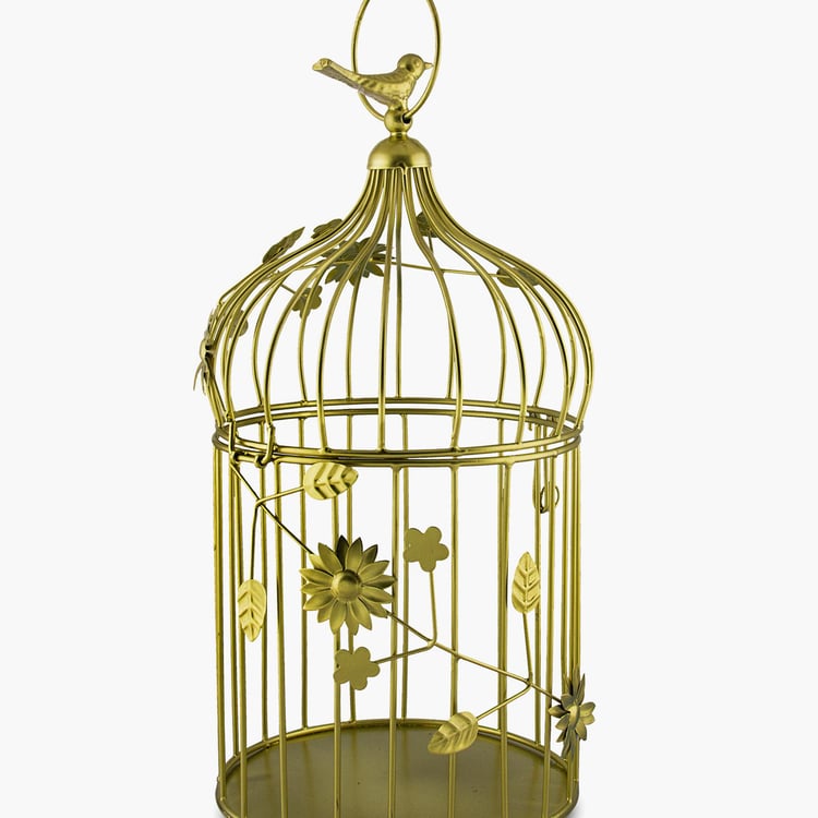 HOMESAKE Set Of 2 Metal Decorative Bird Cage with Floral Vine