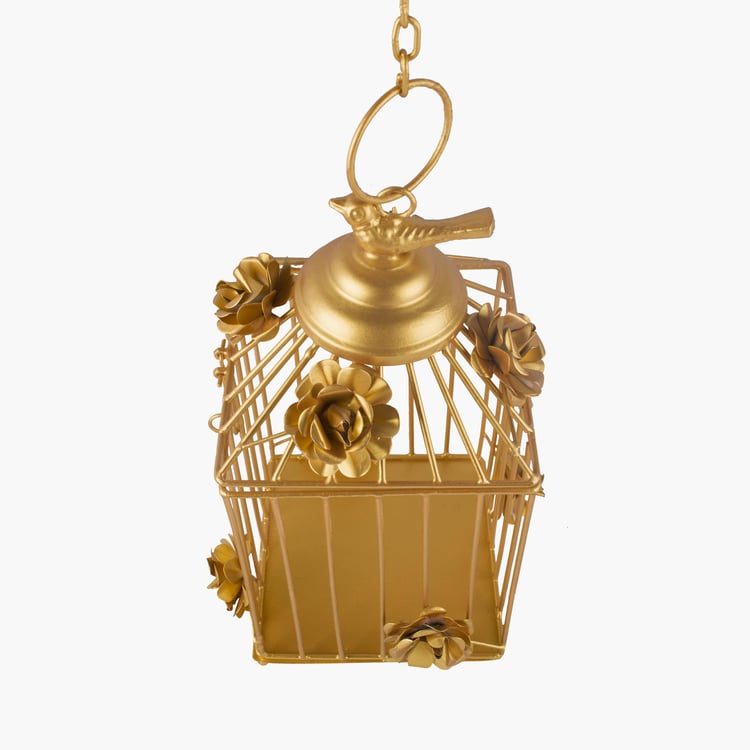 HOMESAKE Corsica Gold Metal Hanging Cage Candle Holder