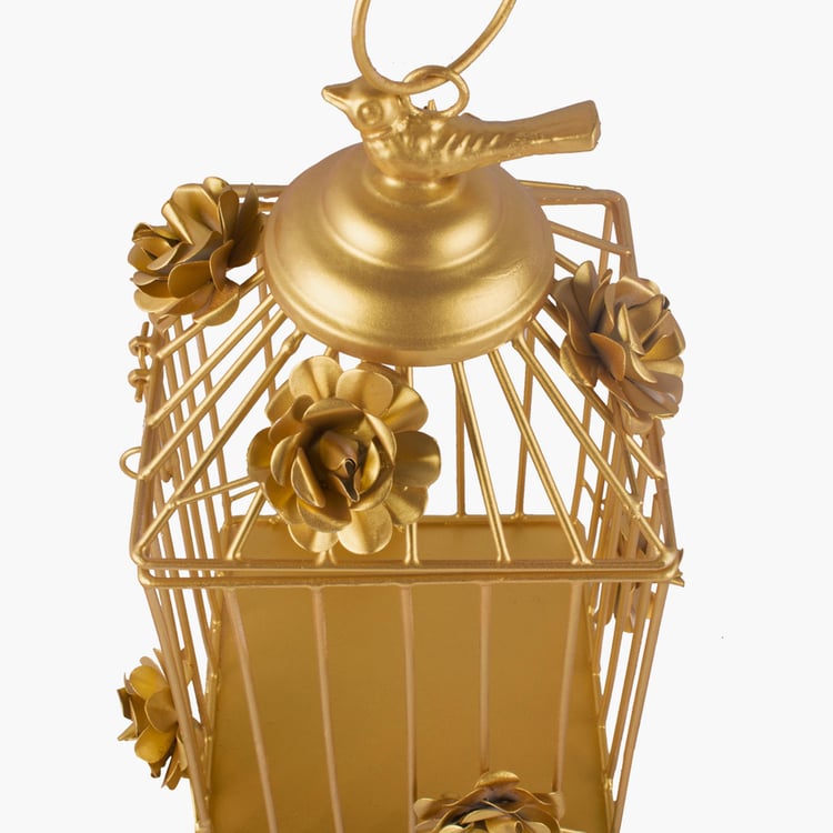 HOMESAKE Corsica Gold Metal Hanging Cage Candle Holder