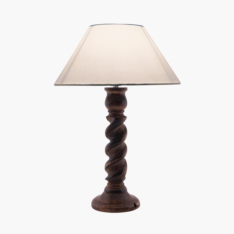 HOMESAKE Corsica Wooden Twister Table Lamp with White Shade - 33 x 50 cm