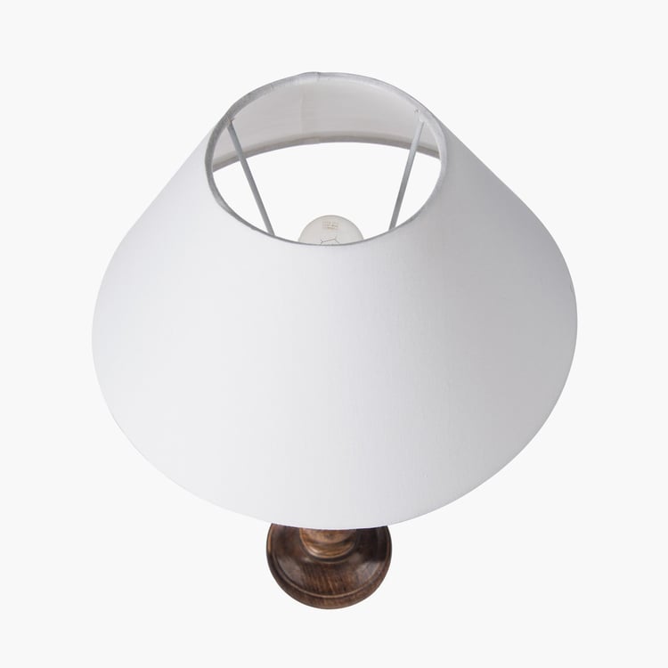 HOMESAKE Corsica Wooden Twister Table Lamp with White Shade - 33 x 50 cm