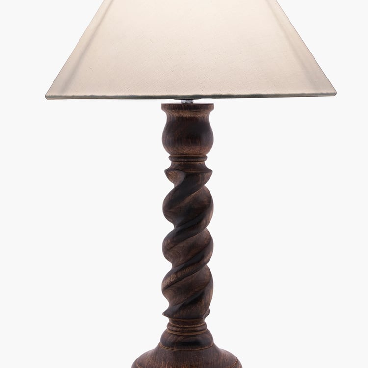 HOMESAKE Corsica Wooden Twister Table Lamp with White Shade - 33 x 50 cm