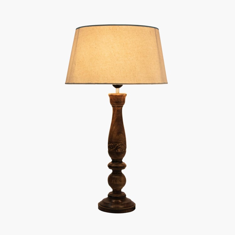 HOMESAKE Corsica Beige Wooden Table Lamp -  33 cm X 58 cm