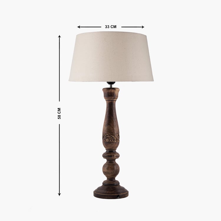 HOMESAKE Corsica Beige Wooden Table Lamp -  33 cm X 58 cm