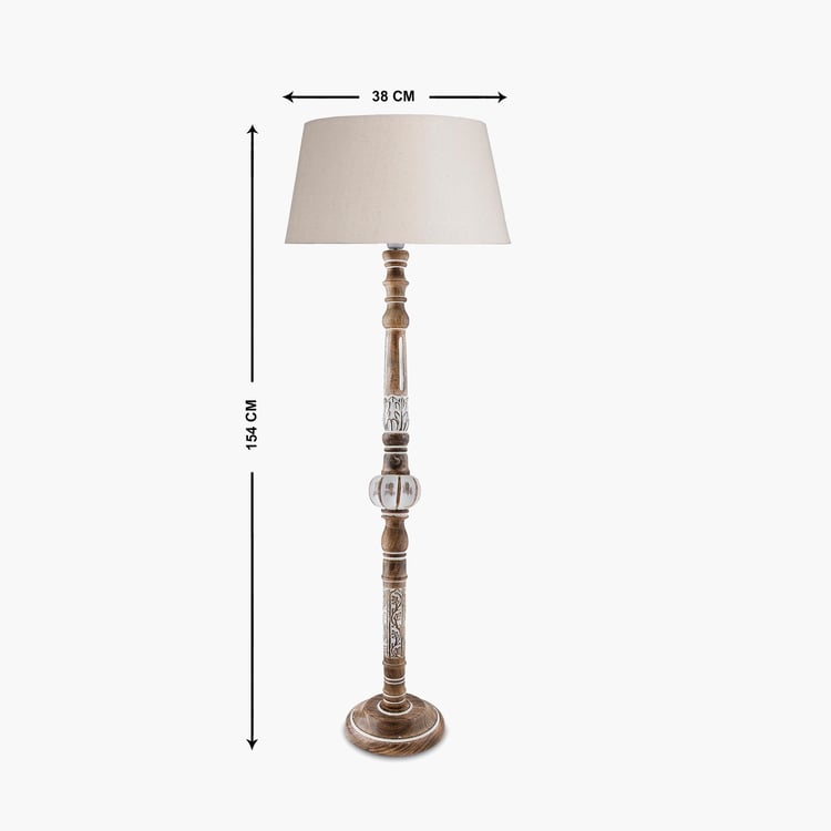 HOMESAKE Corsica Brown Antique Wooden Floor Lamp - 154 cm x 38 cm