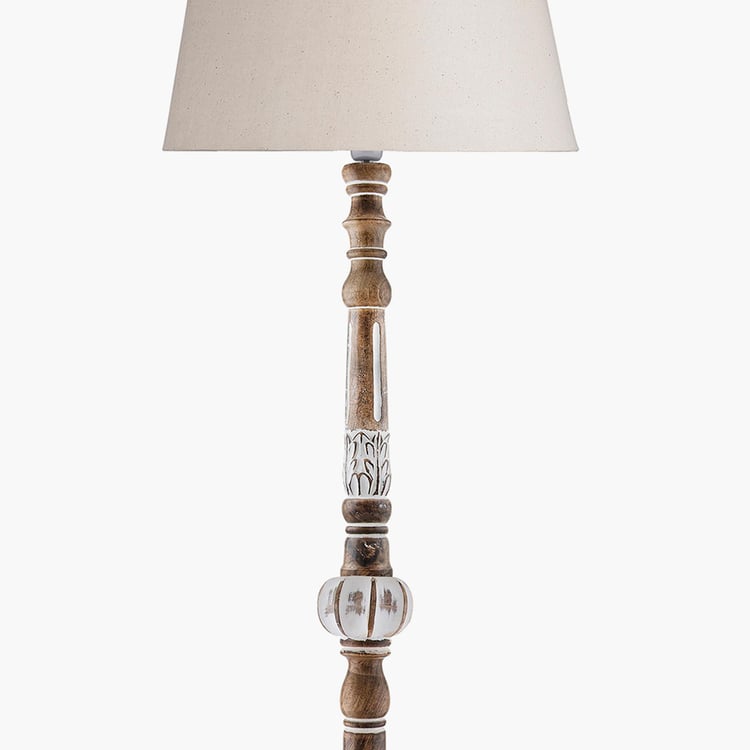 HOMESAKE Corsica Brown Antique Wooden Floor Lamp - 154 cm x 38 cm