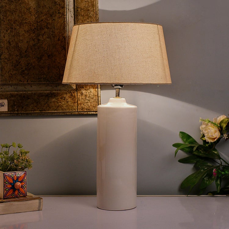 HOMESAKE Corsica White Ceramic Base Table Lamp - 33 x 56 cm