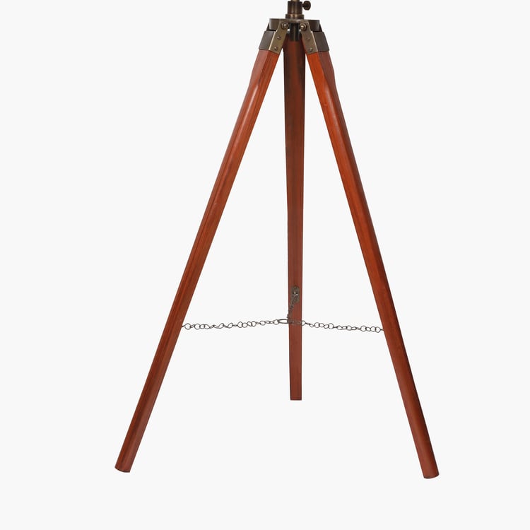 HOMESAKE Brown Wooden Tripod Floor Lamp - 48X117 Cm