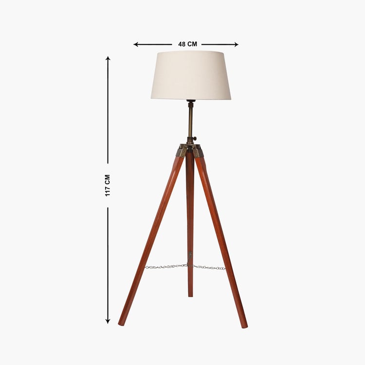 HOMESAKE Brown Wooden Tripod Floor Lamp - 48X117 Cm
