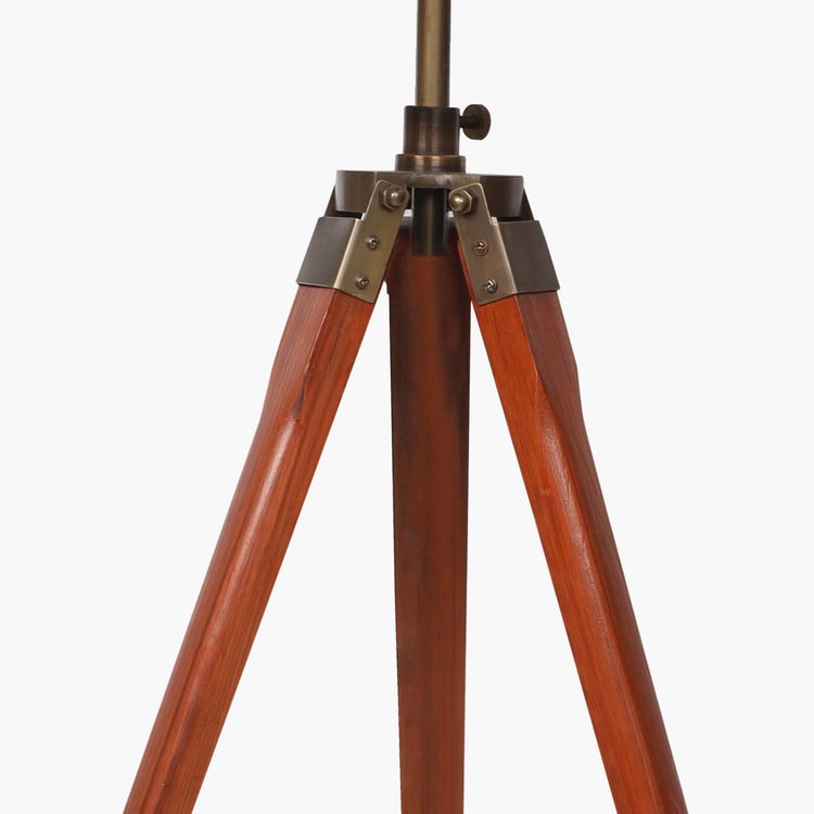 HOMESAKE Brown Wooden Tripod Floor Lamp - 48X117 Cm