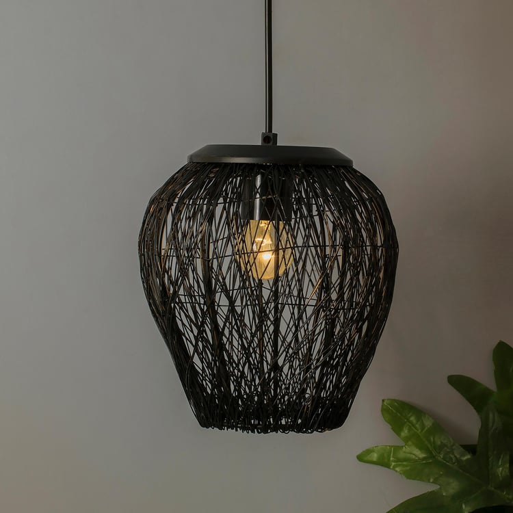 HOMESAKE Black Hanging Steel Wire Mesh Pendant - 20 cm X 17 cm