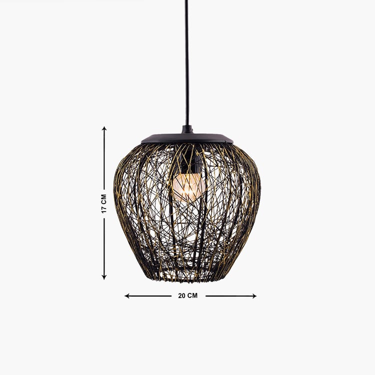 HOMESAKE Black Hanging Steel Wire Mesh Pendant - 20 cm X 17 cm