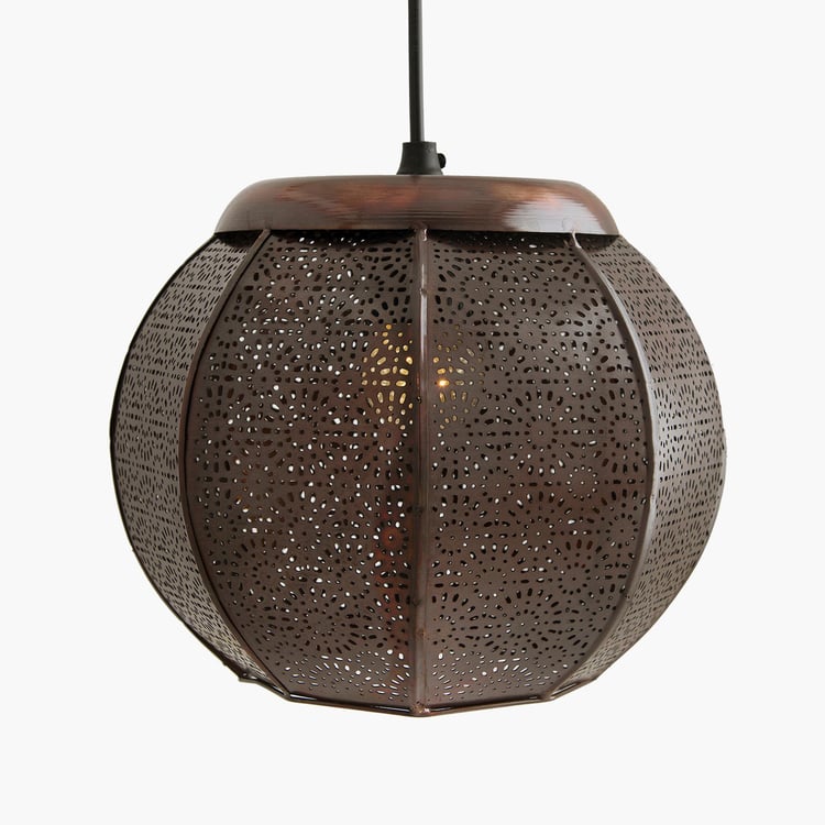 HOMESAKE Corsica Brown Metal Moroccan Hanging Lamp- 19 x 20 cm