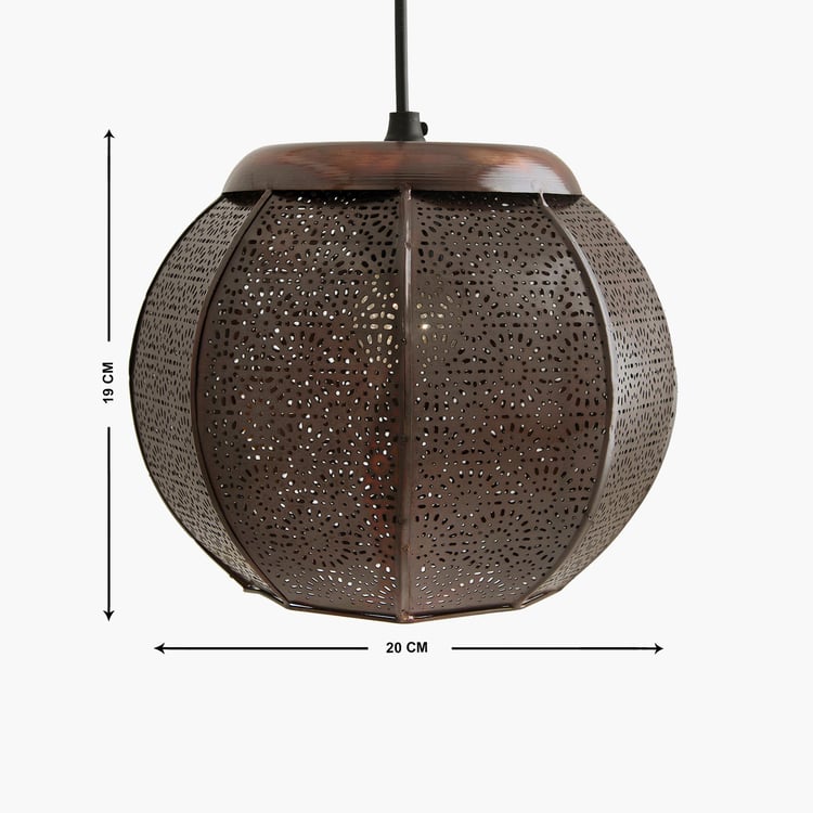 HOMESAKE Corsica Brown Metal Moroccan Hanging Lamp- 19 x 20 cm