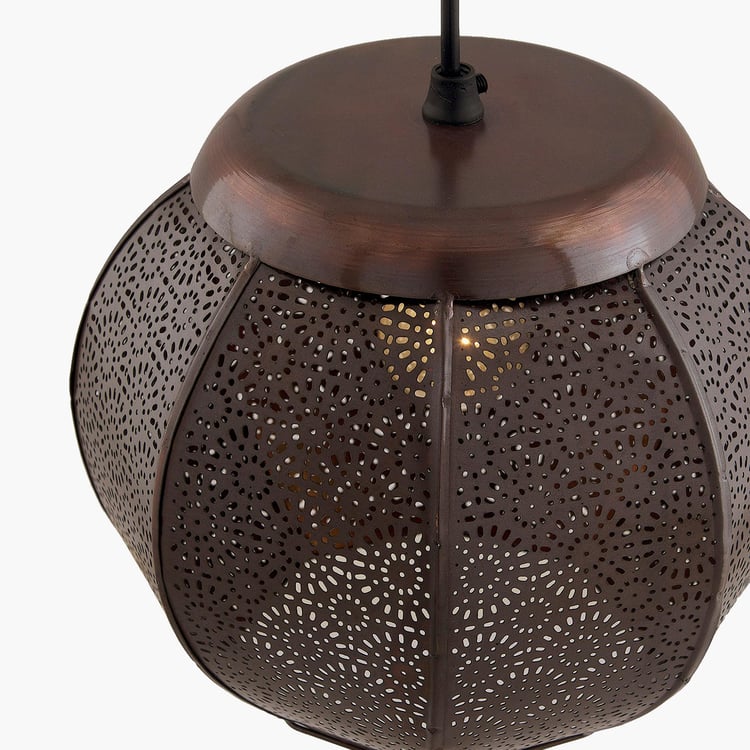 HOMESAKE Corsica Brown Metal Moroccan Hanging Lamp- 19 x 20 cm