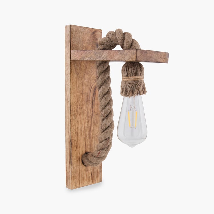 HOMESAKE Corsica Beige Rope Wall Lamp with Wooden Stand -26 cm X 29 cm