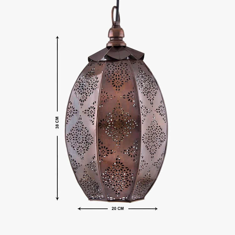 HOMESAKE Brown Metal Oval Moroccan Hanging Ceiling Lamp - 20 x 38 cm