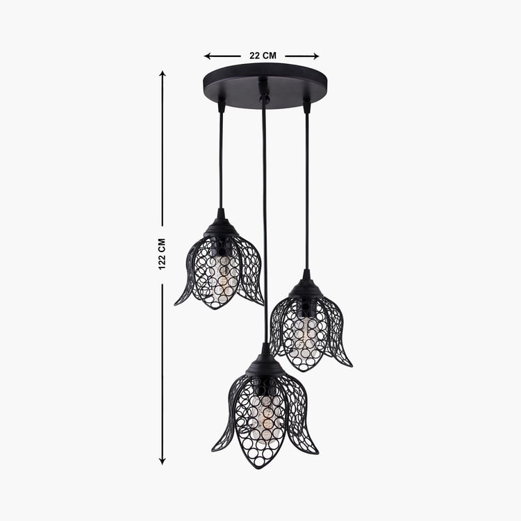 HOMESAKE Corsica Black Round Cluster Lotus Chandelier-22 x 22 x 122 cm