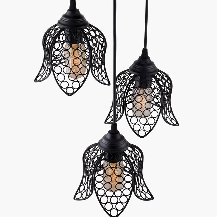 HOMESAKE Corsica Black Round Cluster Lotus Chandelier-22 x 22 x 122 cm