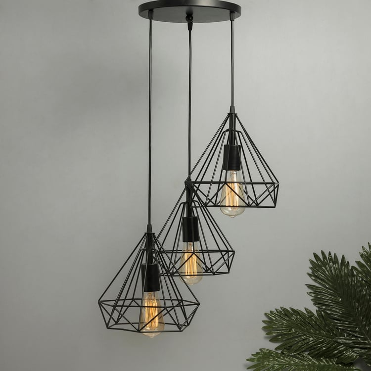 HOMESAKE Black Steel Chandelier Hanging Pendant Light - 22 X126 Cm