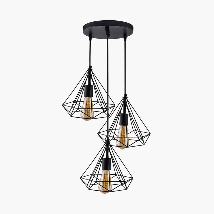 HOMESAKE Black Steel Chandelier Hanging Pendant Light - 22 X126 Cm