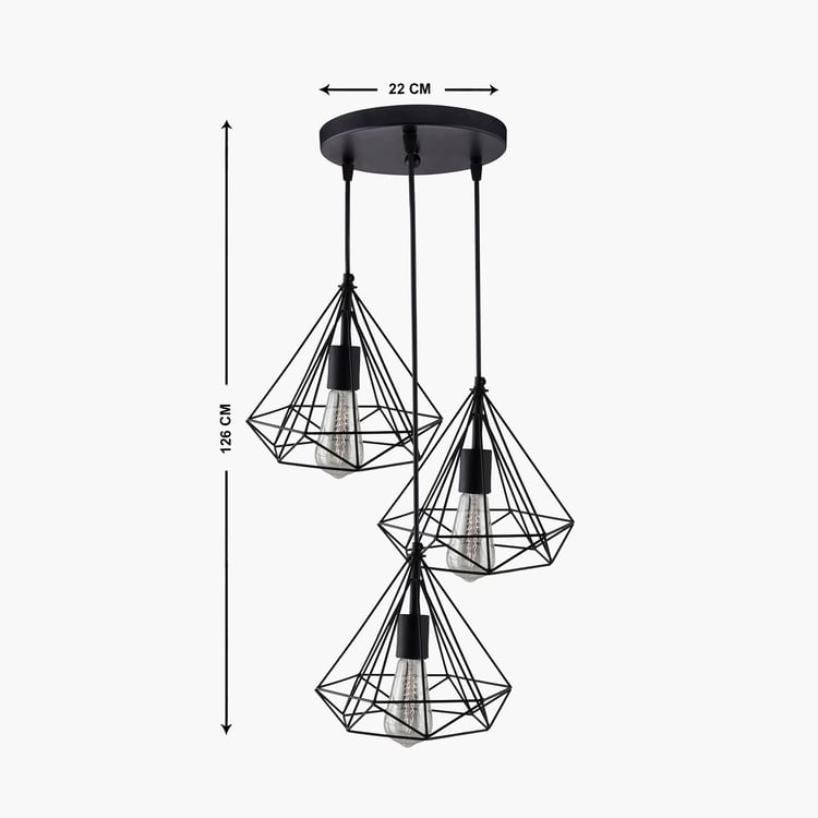 HOMESAKE Black Steel Chandelier Hanging Pendant Light - 22 X126 Cm