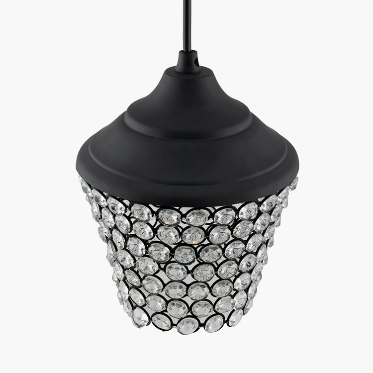 HOMESAKE Corsica Black Metal Crystal Hanging Lantern Light - 16X20 Cm