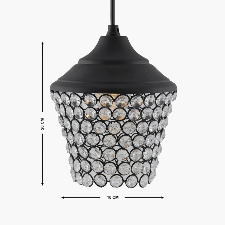 HOMESAKE Corsica Black Metal Crystal Hanging Lantern Light - 16X20 Cm