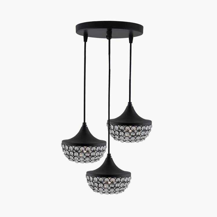 HOMESAKE Corsica Black Crystal Round 3-Lights Chandelier-22 x 22 x 115 cm