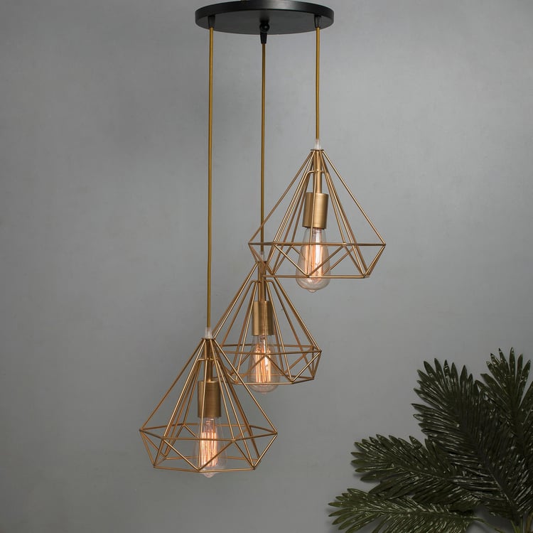 HOMESAKE Gold Round Iron Ceiling Lamp -22 x 22 x 126 cm