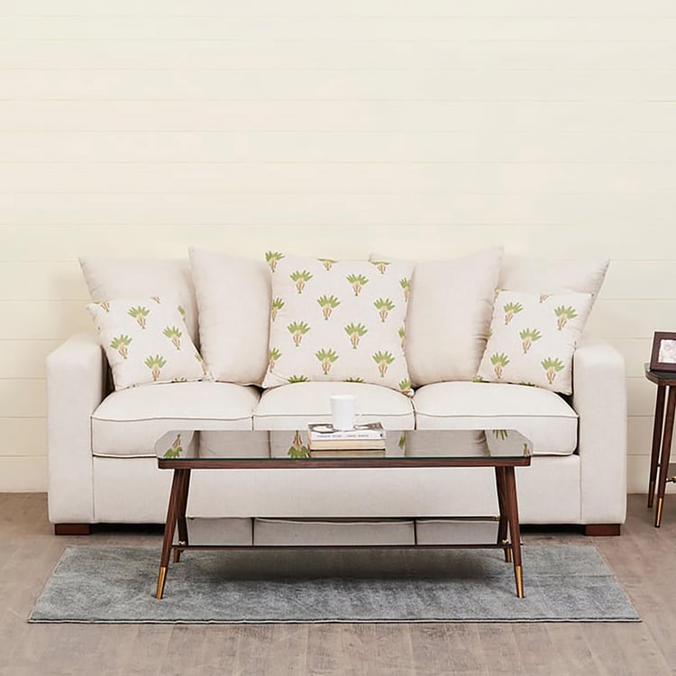 Cane Connection Fabric 3-Seater Sofa - Beige