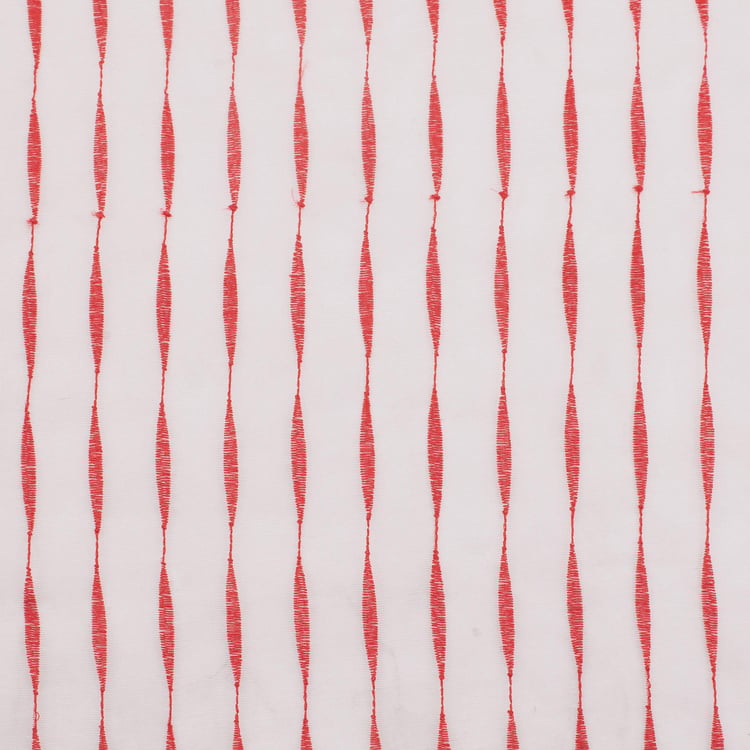 DECO WINDOW Red Printed Sheer Door Curtain - 132x274cm - Set of 2