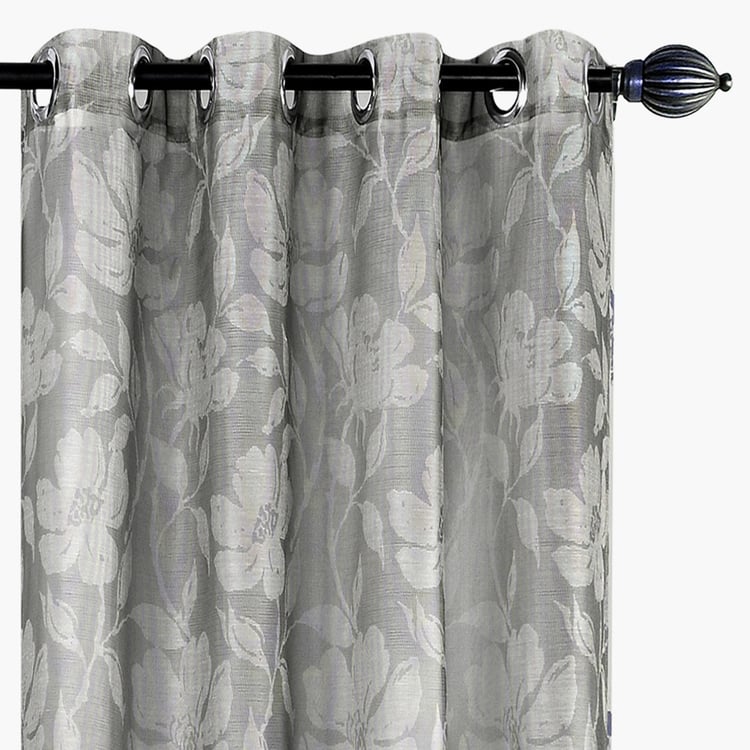DECO WINDOW Grey Printed Opaque Door Curtain - 132x274cm - Set of 2