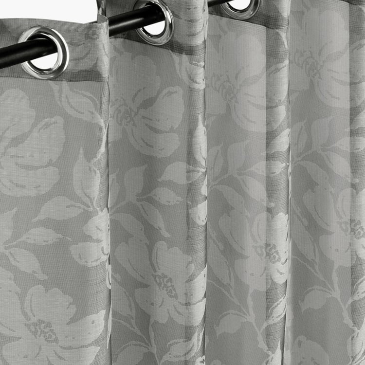 DECO WINDOW Grey Printed Opaque Door Curtain - 132x274cm - Set of 2