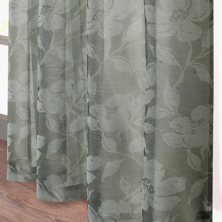 DECO WINDOW Grey Printed Opaque Door Curtain - 132x274cm - Set of 2