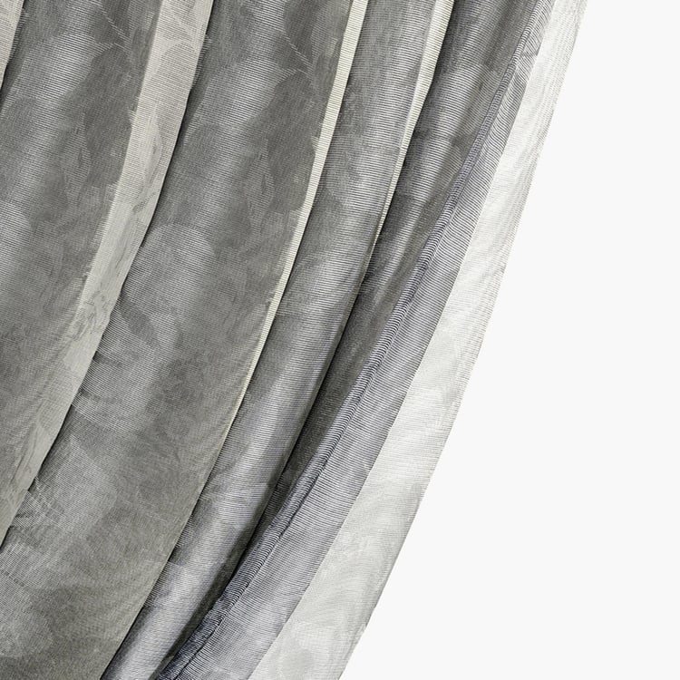 DECO WINDOW Grey Printed Opaque Door Curtain - 132x274cm - Set of 2