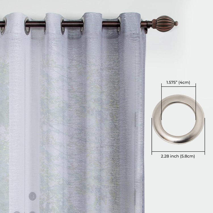 DECO WINDOW Grey Printed Sheer Door Curtain - 132x274cm - Set of 2