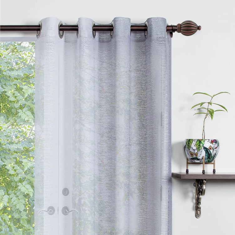DECO WINDOW Grey Printed Sheer Door Curtain - 132x274cm - Set of 2