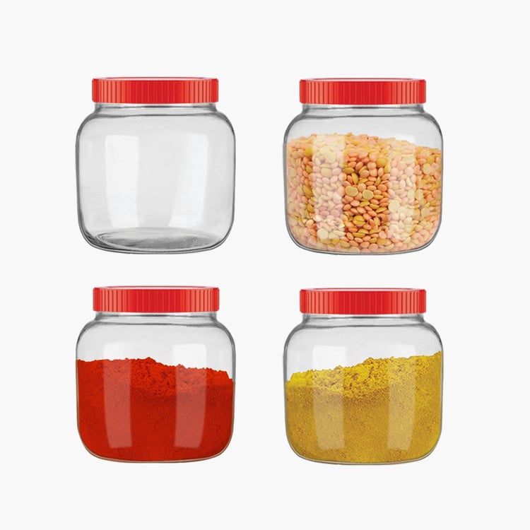 Corsica Essentials Transparent Airtight Glass Jar - 250ml - Set of 4