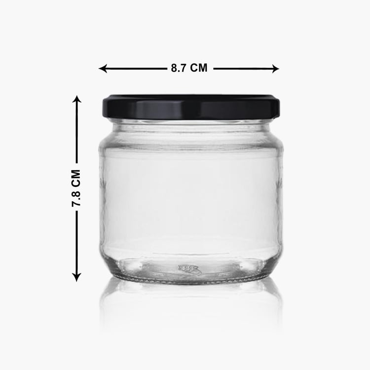 Corsica White Glass Jar with Metal Cap- 350 ml- Set of 2