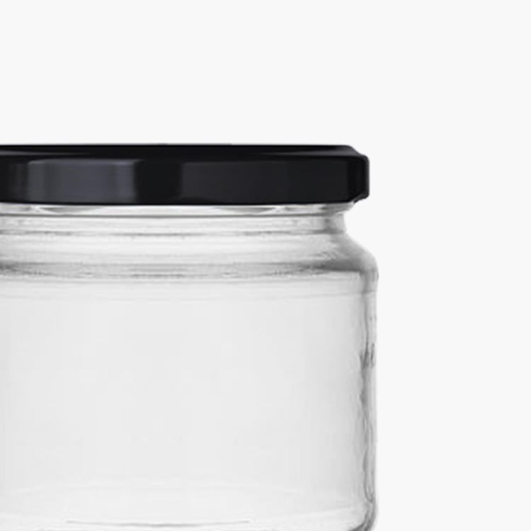 Corsica White Glass Jar with Metal Cap- 350 ml- Set of 2