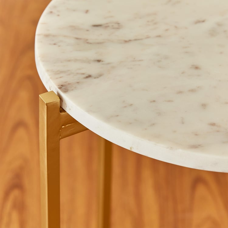 Ivy Marble Top End Table - Gold