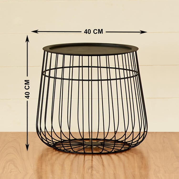 Noel Metal Basket End Table - Black
