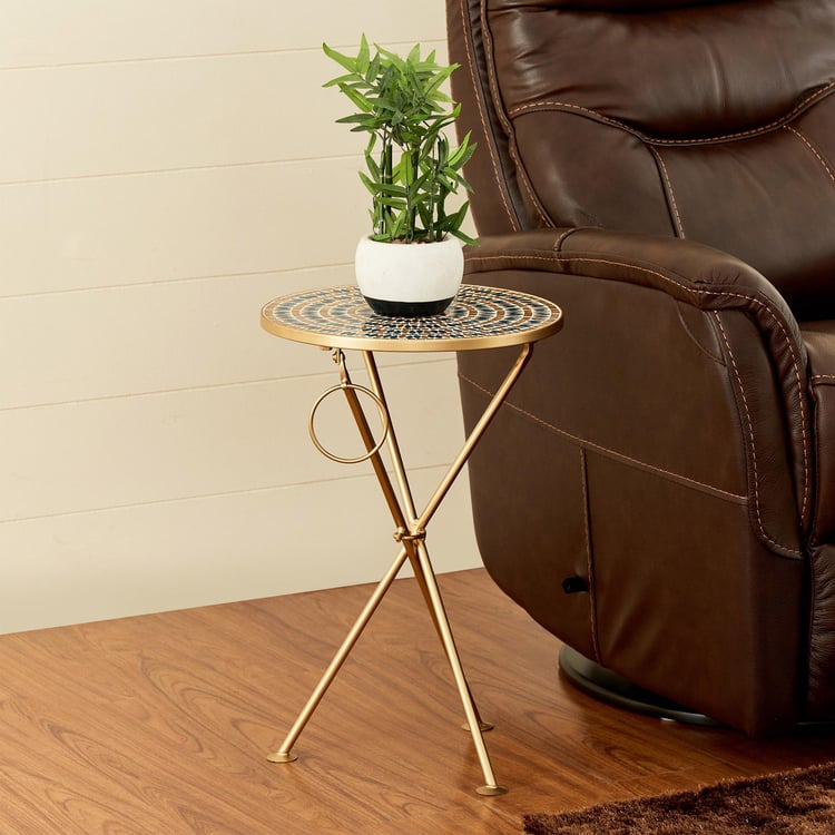 Teardrop Metal Tripod End Table - Gold