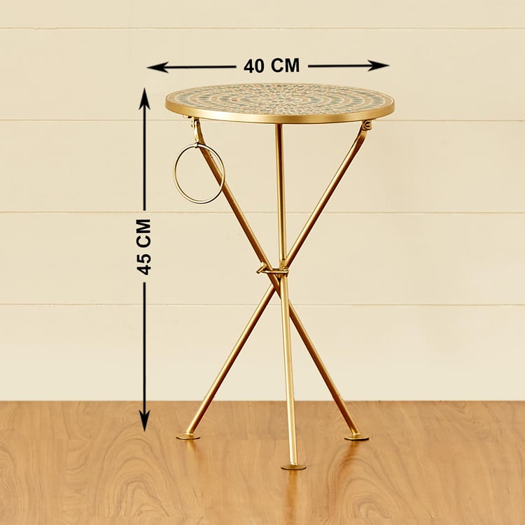 Teardrop Metal Tripod End Table - Gold