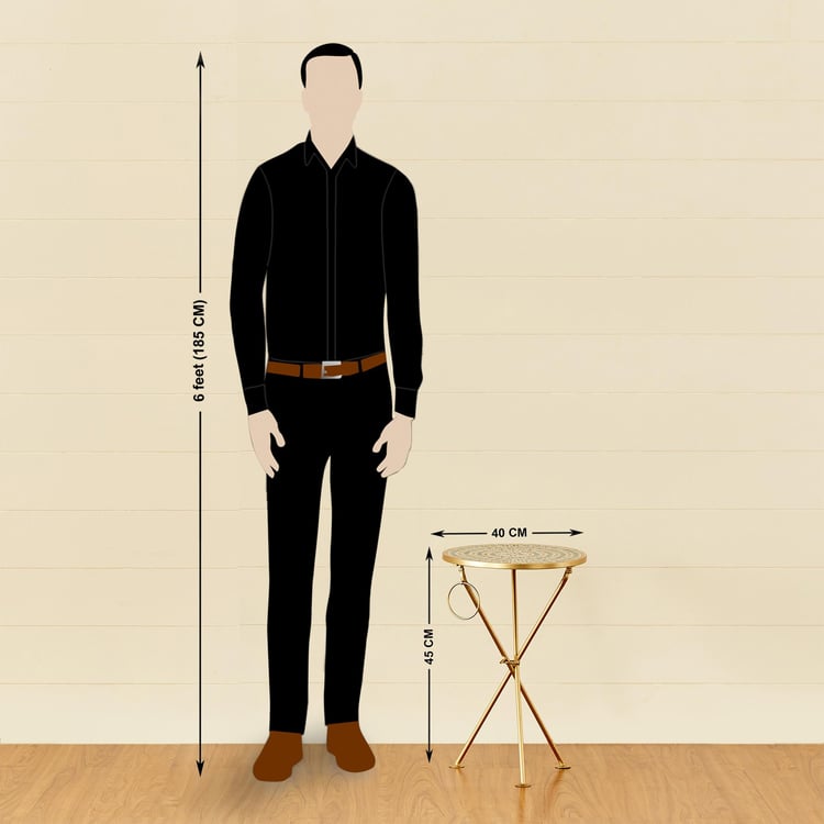 Teardrop Metal Tripod End Table - Gold