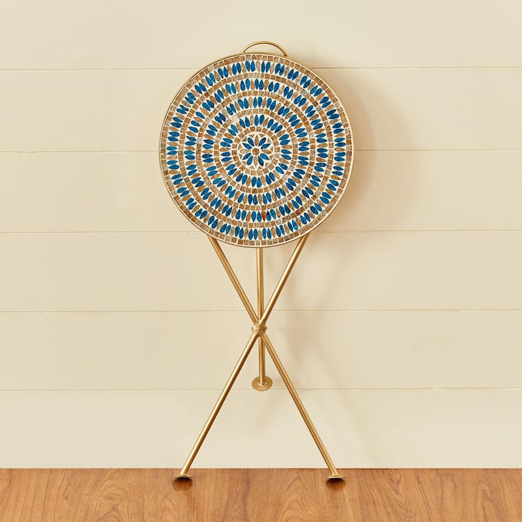 Teardrop Metal Tripod End Table - Gold