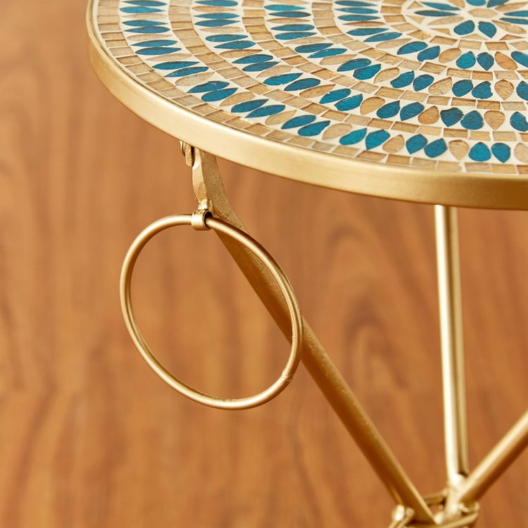 Teardrop Metal Tripod End Table - Gold